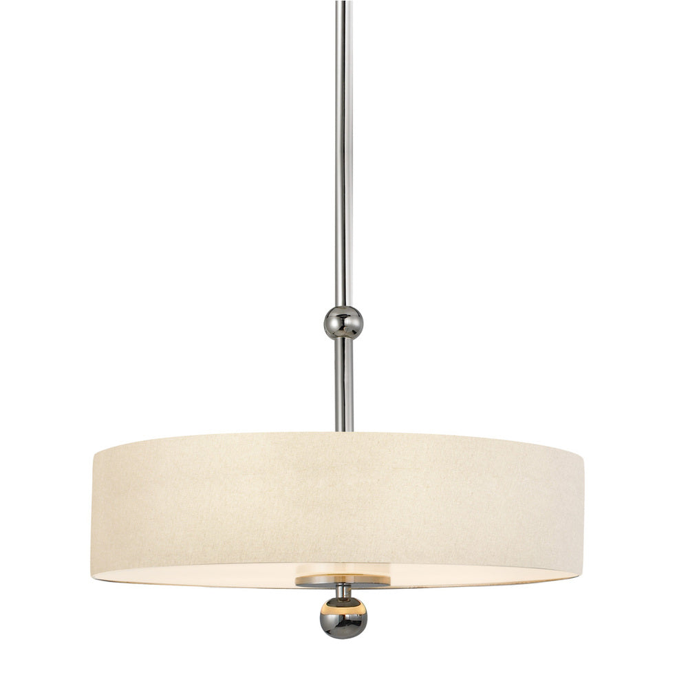 Three Light Nickel Drum Shade Pendant