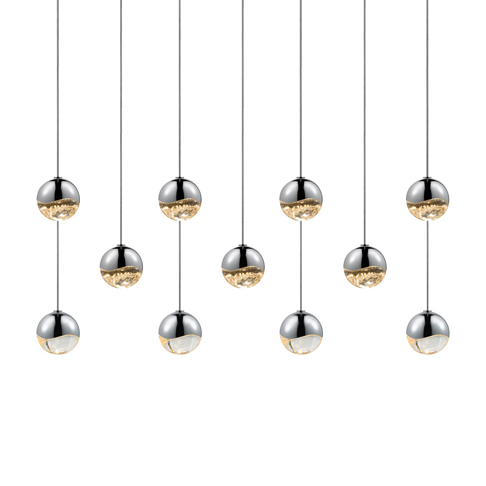 11-Light Rectangle Small LED Pendant