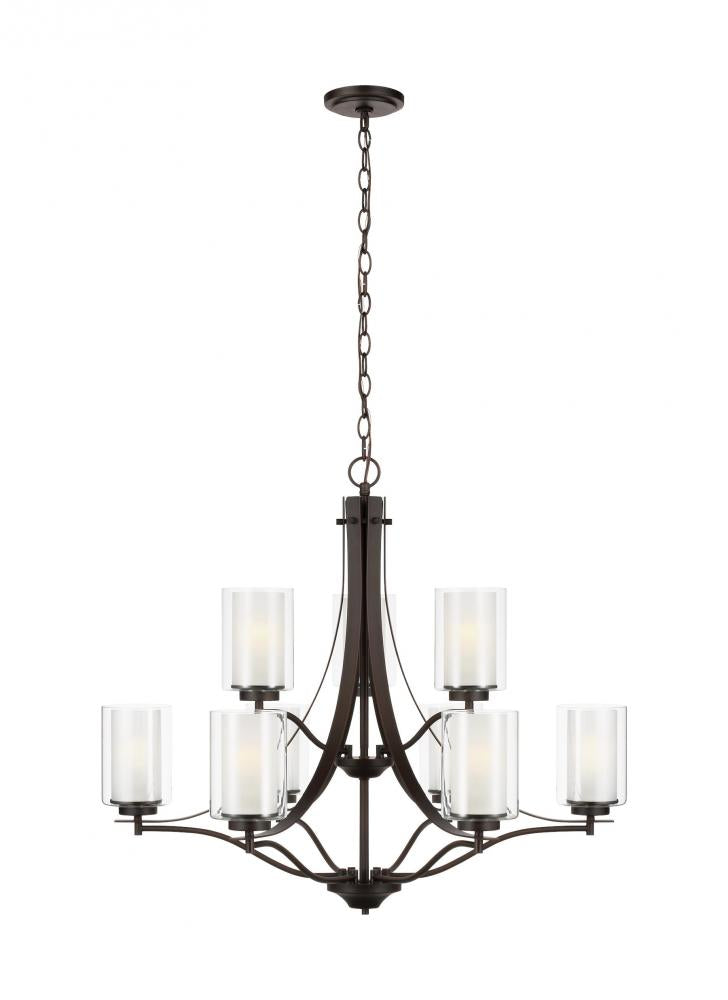 Elmwood Park traditional 9-light LED indoor dimmable ceiling chandelier pendant light in bronze fini