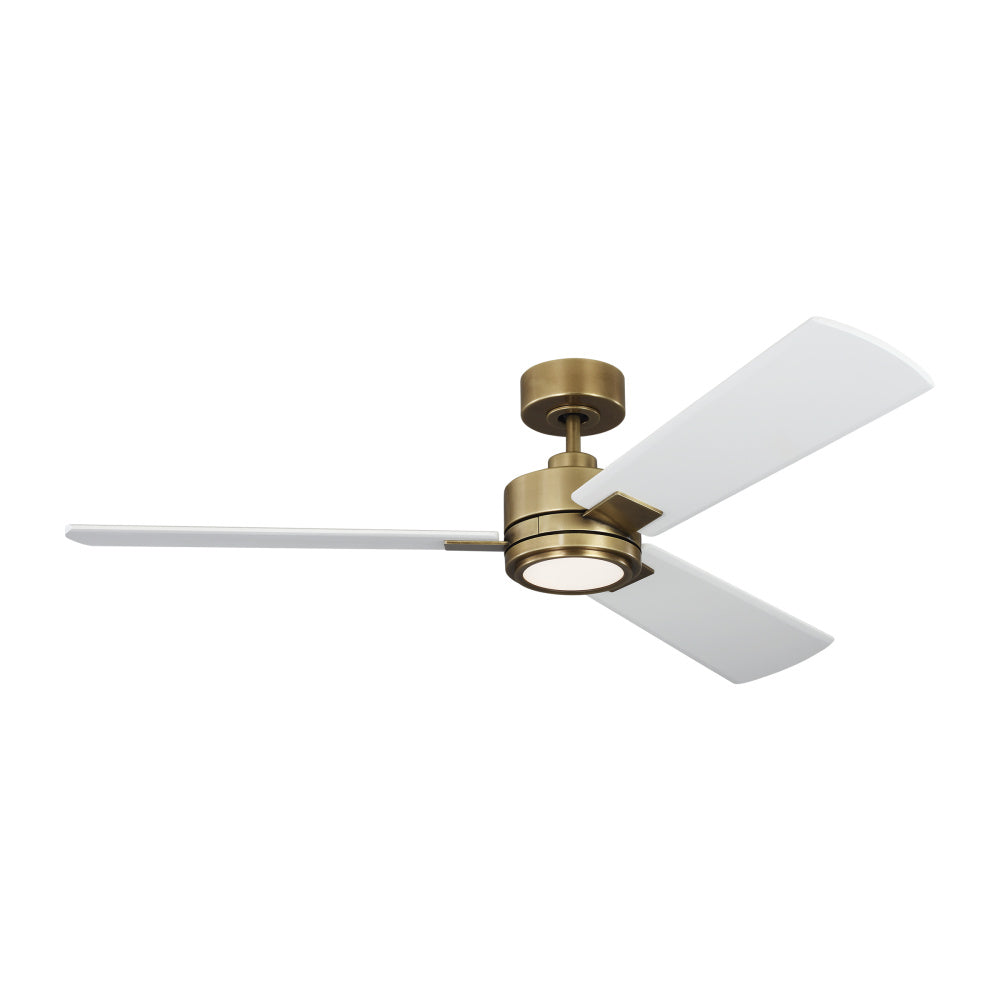 Harris Smart 56 LED Ceiling Fan in Hand Rubbed Antique Brass with Matte White Blades and Light Kit