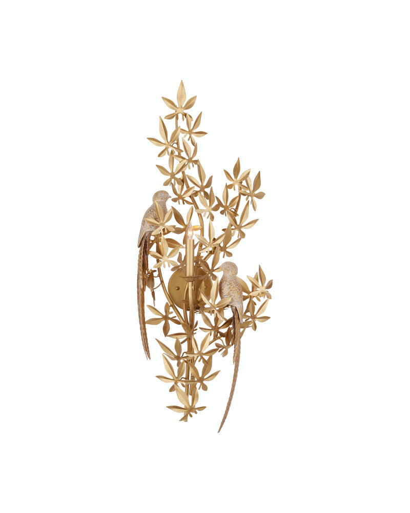 Aviary Gold Wall Sconce, Left