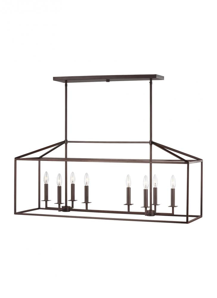 Perryton transitional 8-light LED indoor dimmable linear ceiling chandelier pendant light in bronze