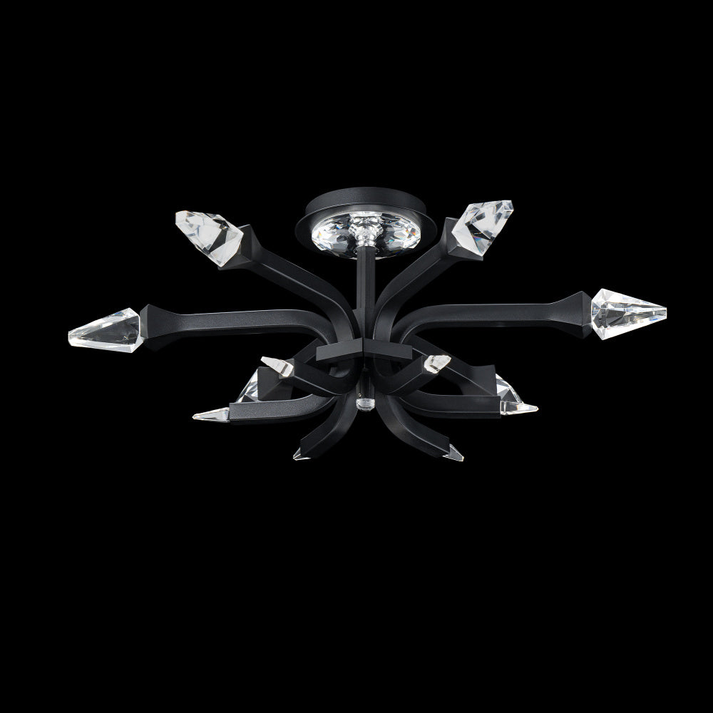 Plumeria 24IN LED 3000K/3500K/4000K/5000K Flush Mount in Black with Optic Crystal
