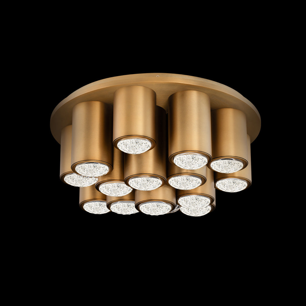 Tamara 19IN LED 3000K/3500K/4000K/5000K Flush Mount in Aged Brass with Radiance Crystal Dust