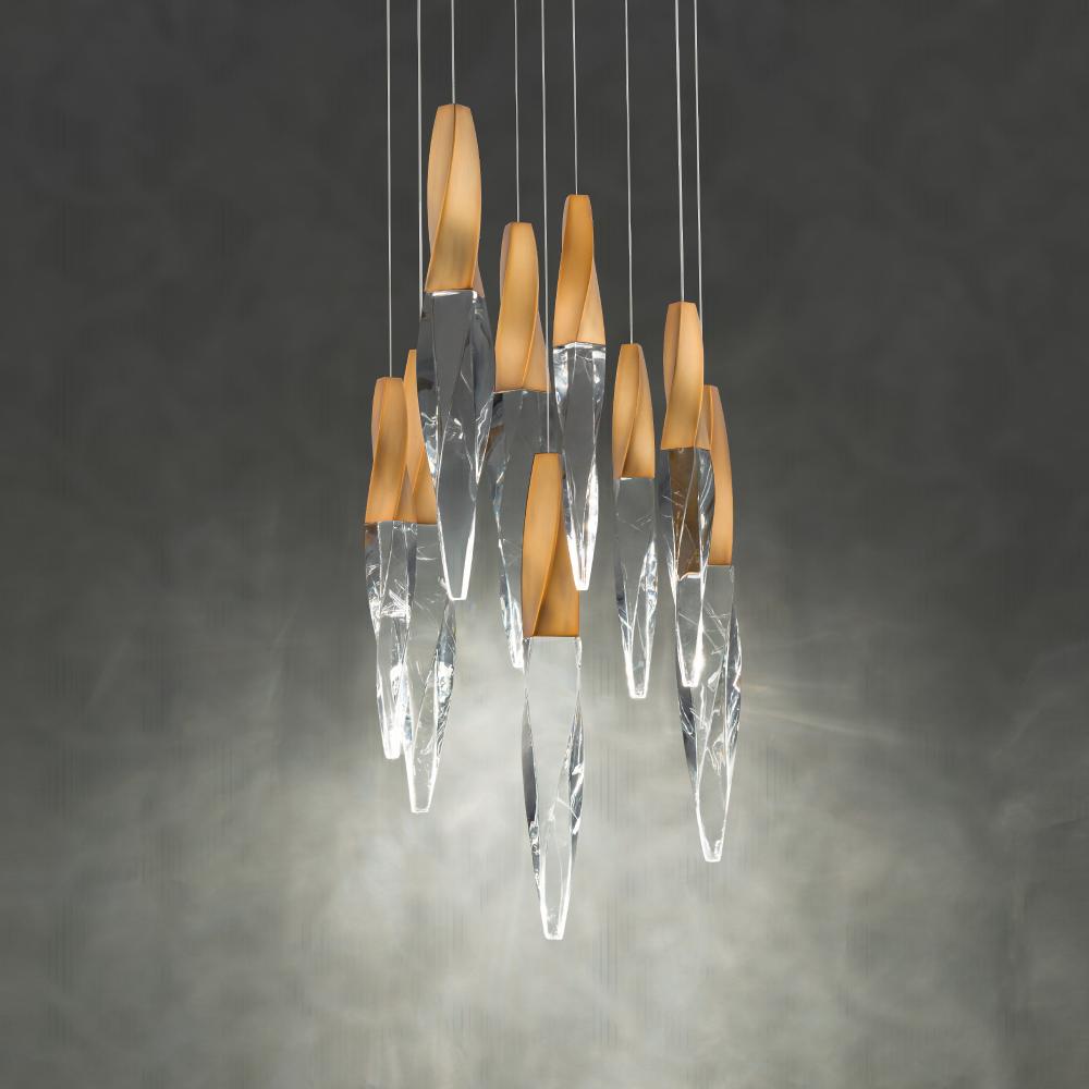 Kindjal 9 Light LED 3000K/3500K/4000K 120V-277V Multi-Light Pendant in Polished Nickel