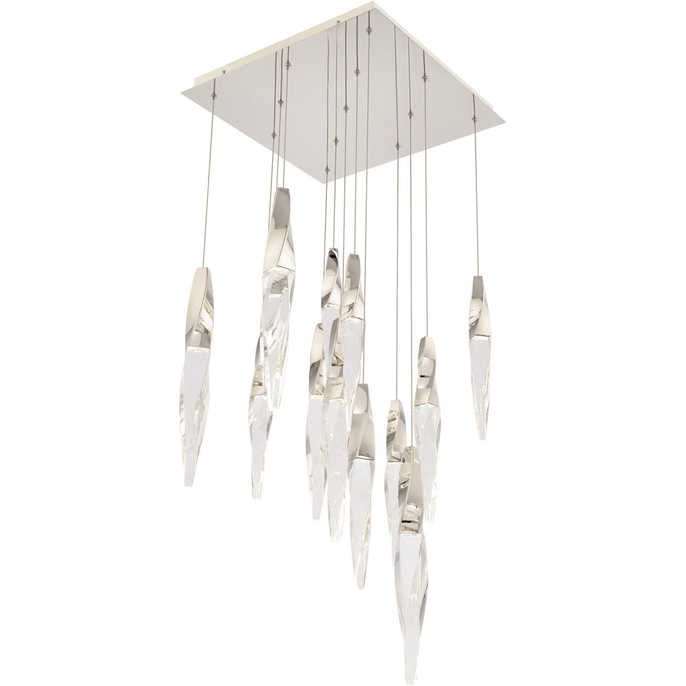 Kindjal 13 Light 120-277V Multi-Light Pendant (Square Canopy) in Polished Nickel
