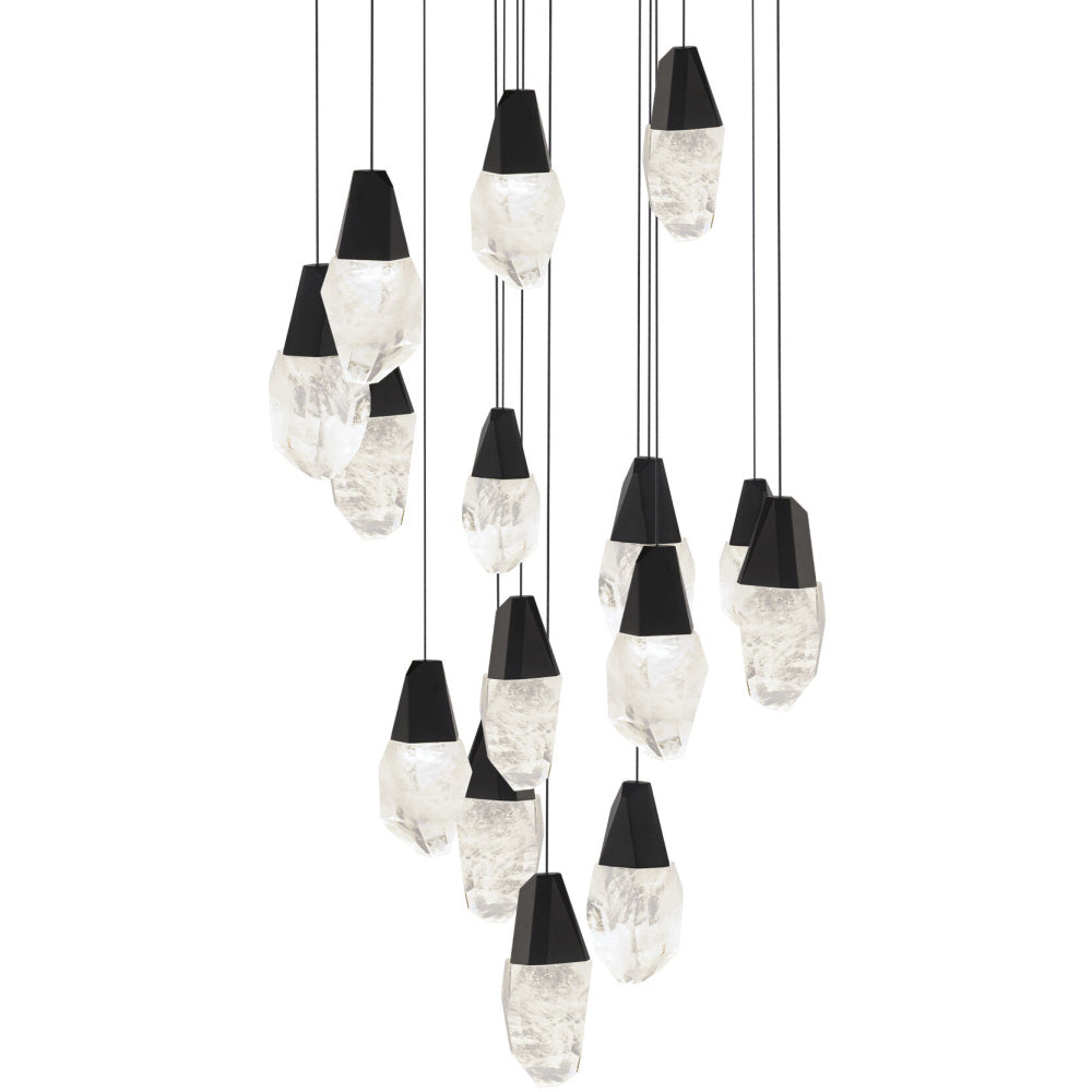 Martini 15 Light 120-277V Multi-Light Pendant (Round Canopy) in Black with Clear Optic Crystal