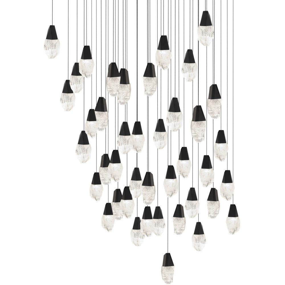 Martini 41 Light 120-277V Multi-Light Pendant (Square Canopy) in Black with Optic Haze Quartz