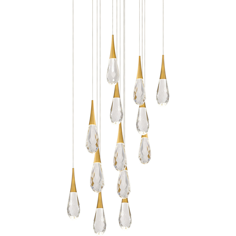 Hibiscus 13 Light 120-277V Multi-Light Pendant (Square Canopy) in Aged Brass