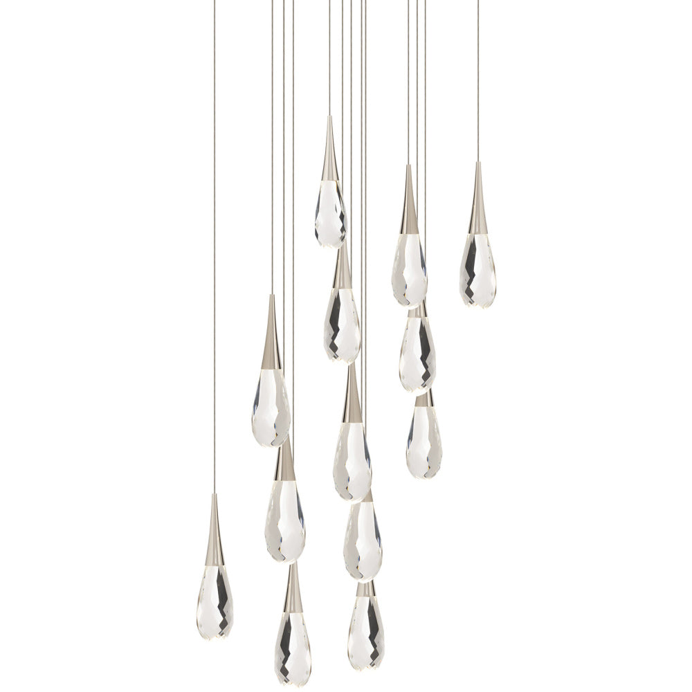 Hibiscus 13 Light 120-277V Multi-Light Pendant (Square Canopy) in Polished Nickel