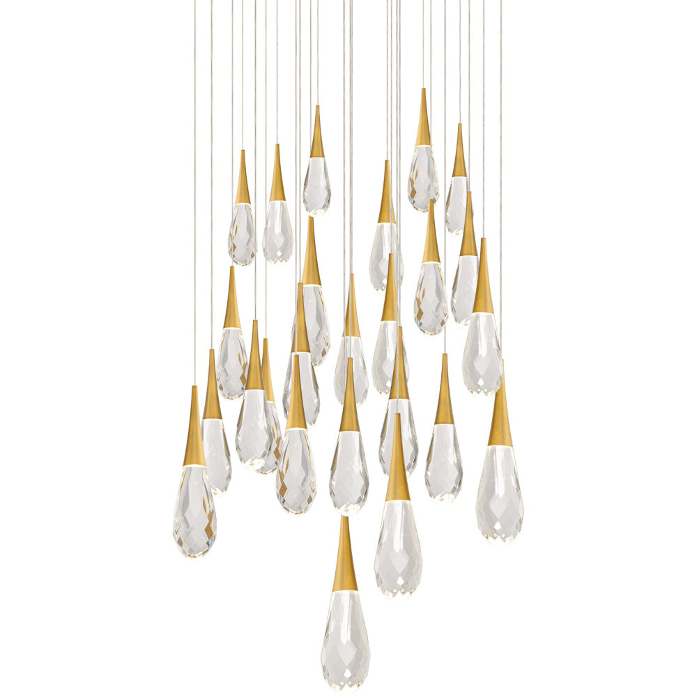 Hibiscus 25 Light 120-277V Multi-Light Pendant (Square Canopy) in Aged Brass