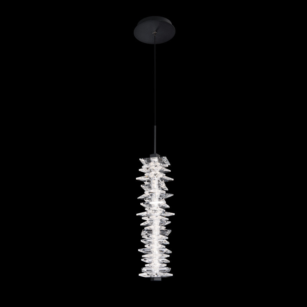 Bergy 16in LED 3000K/3500K/4000K/5000K Mini Pendant in Black with Radiance Crystal Dust