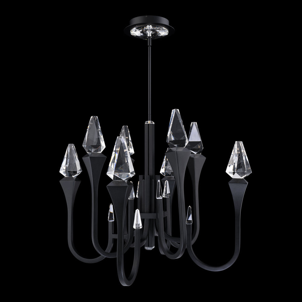 Plumeria 34IN LED 3000K/3500K/4000K/5000K Pendant in Black with Optic Crystal