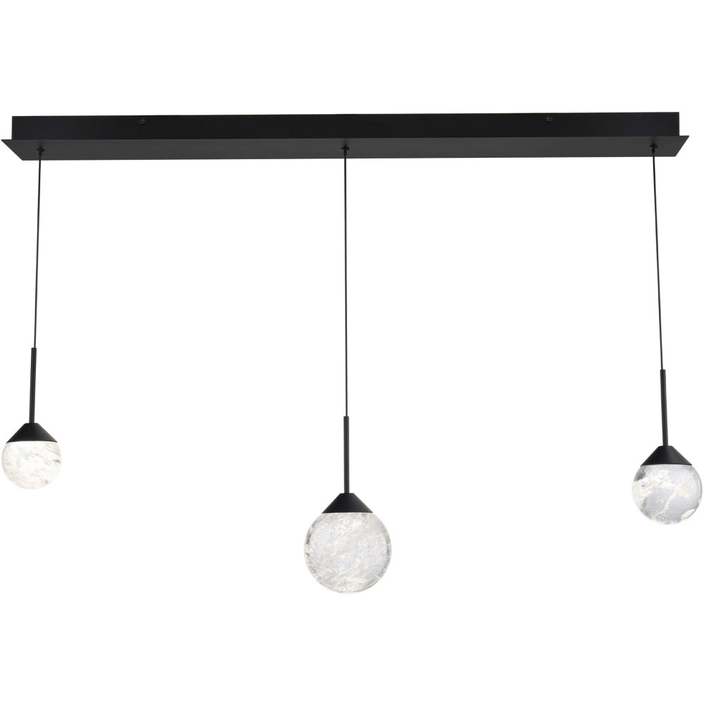 Quest 3 Light 120-277V Multi-Light Pendant (Linear Canopy) in Black with Optic Haze Quartz