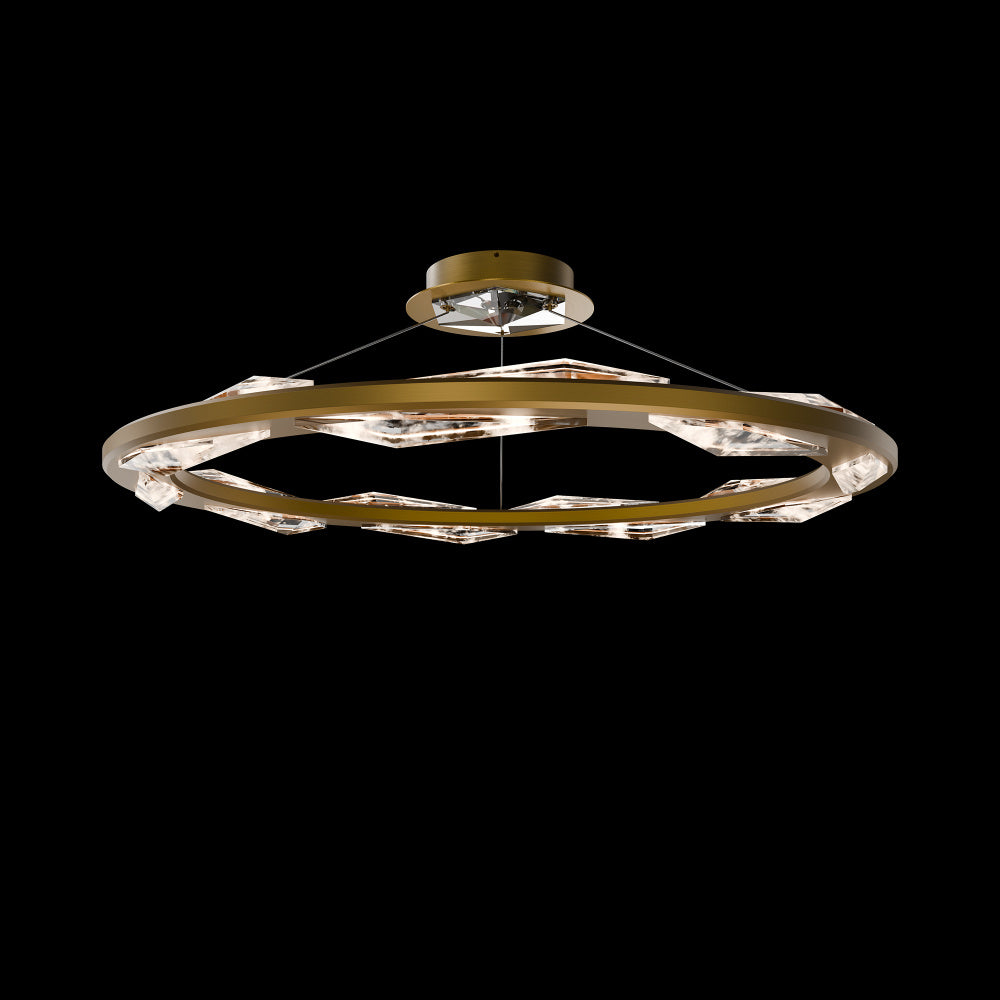 Bauble 36in LED 3000K/3500K/4000K/5000K Pendant in Aged Brass with Optic Haze Quartz