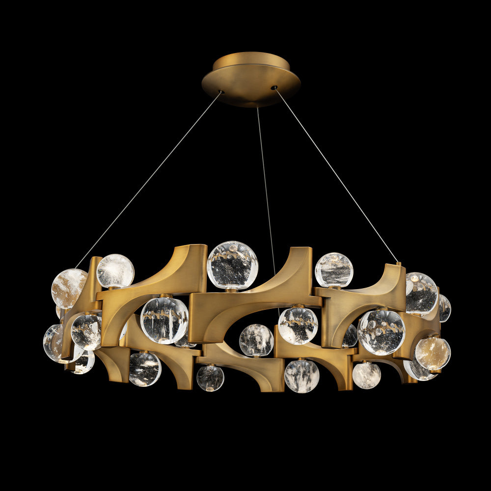 Amorina 36IN LED 3000K/3500K/4000K/5000K Pendant in Aged Brass with Optic Haze Quartz