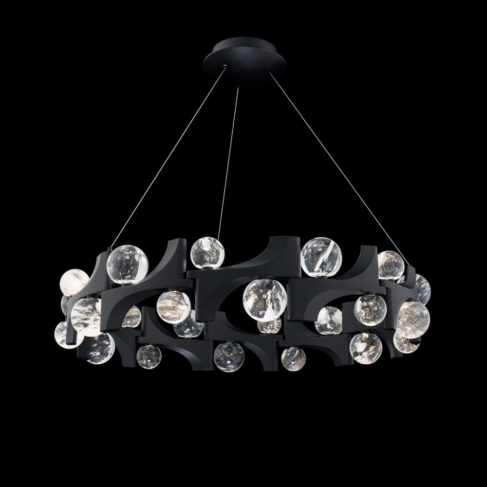 Amorina 36IN LED 3000K/3500K/4000K/5000K Pendant in Black with Optic Haze Quartz