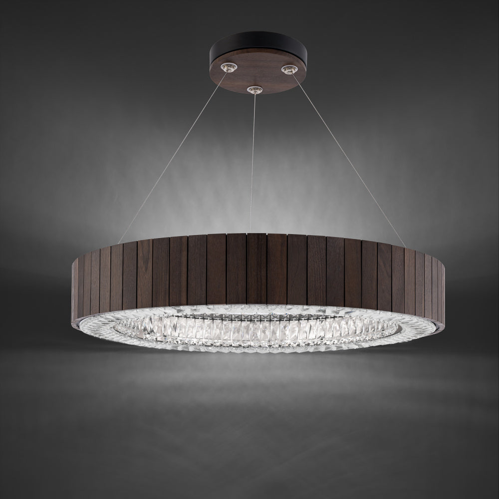 Andean 33IN LED 3000K/3500K/4000K/5000K Pendant in Smokey Walnut with Optic Crystal