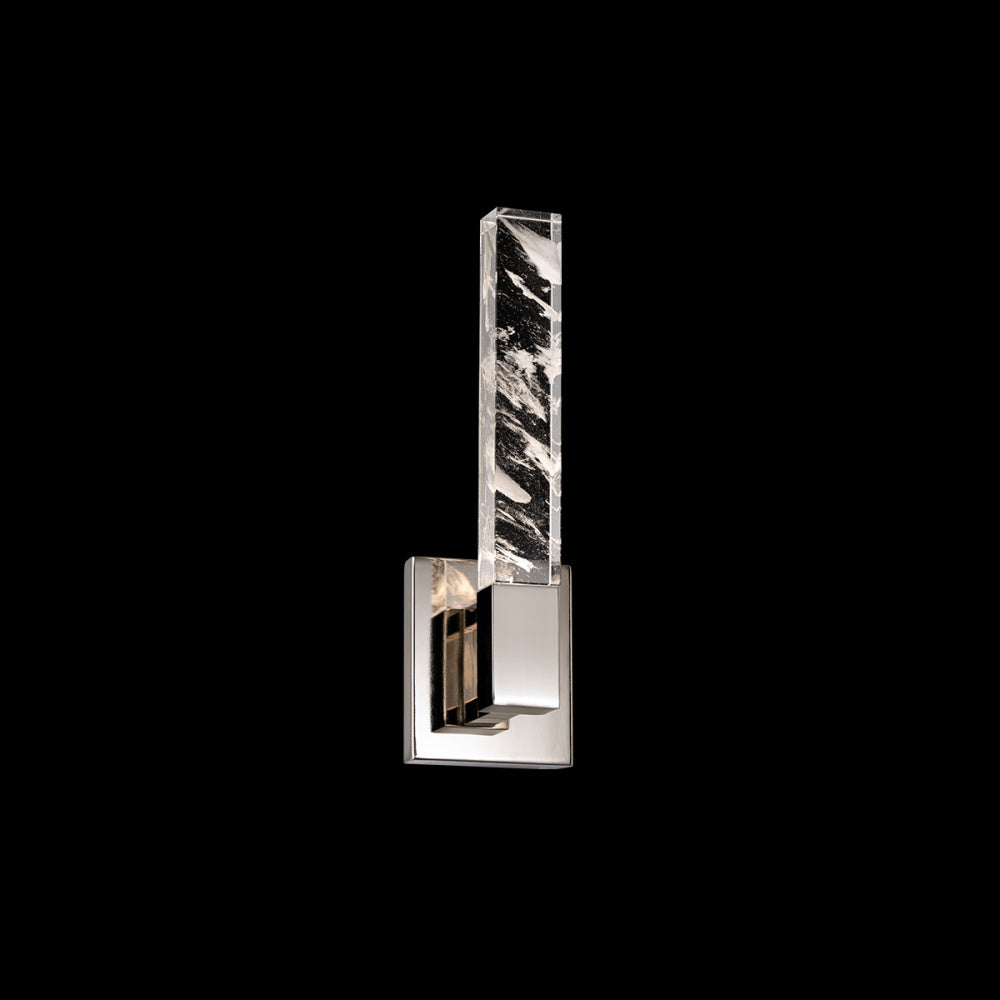 Baton 16in 120/277V LED Wall Sconce in Polished Nickel with Optic Haze Quartz