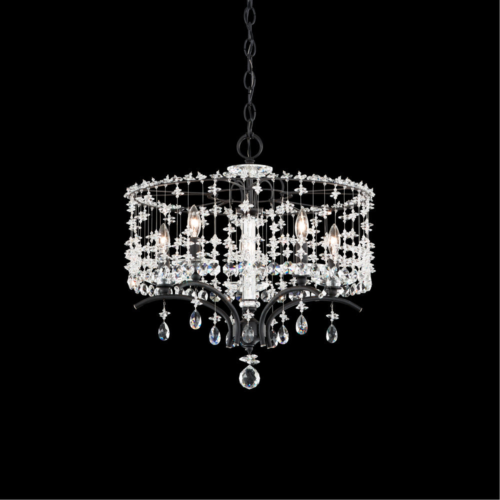 Bella Rose 5 Light 120V Chandelier in Ferro Black with Clear Heritage Handcut Crystal