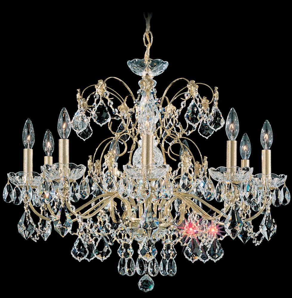 Century 9 Light 120V Chandelier in Black Pearl with Clear Heritage Handcut Crystal