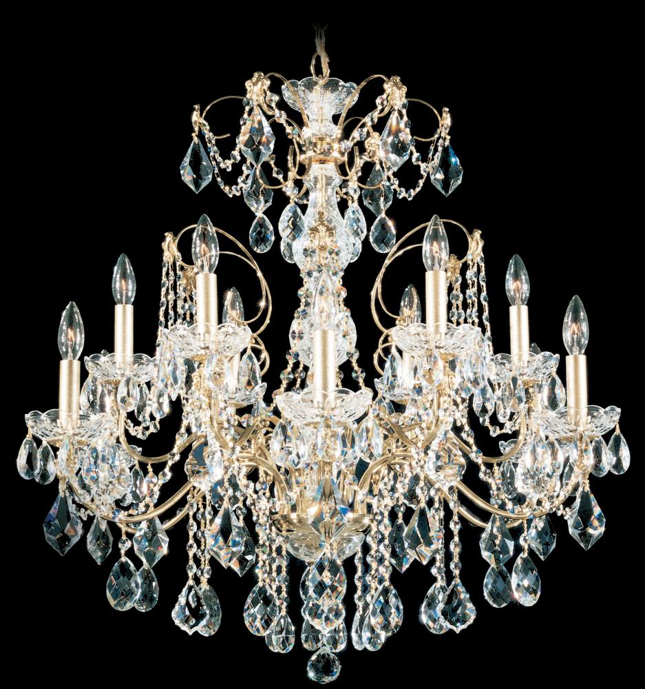 Century 12 Light 120V Chandelier in Black with Clear Heritage Handcut Crystal