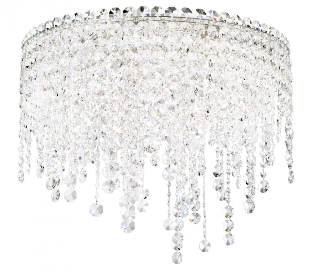Chantant 5 Light 120V Flush Mount in Polished Stainless Steel with Clear Radiance Crystal