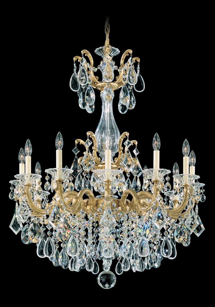 La Scala 12 Light 120V Chandelier in Parchment Gold with Clear Heritage Handcut Crystal
