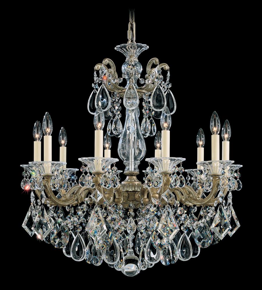 La Scala 10 Light 120V Chandelier in Florentine Bronze with Clear Heritage Handcut Crystal