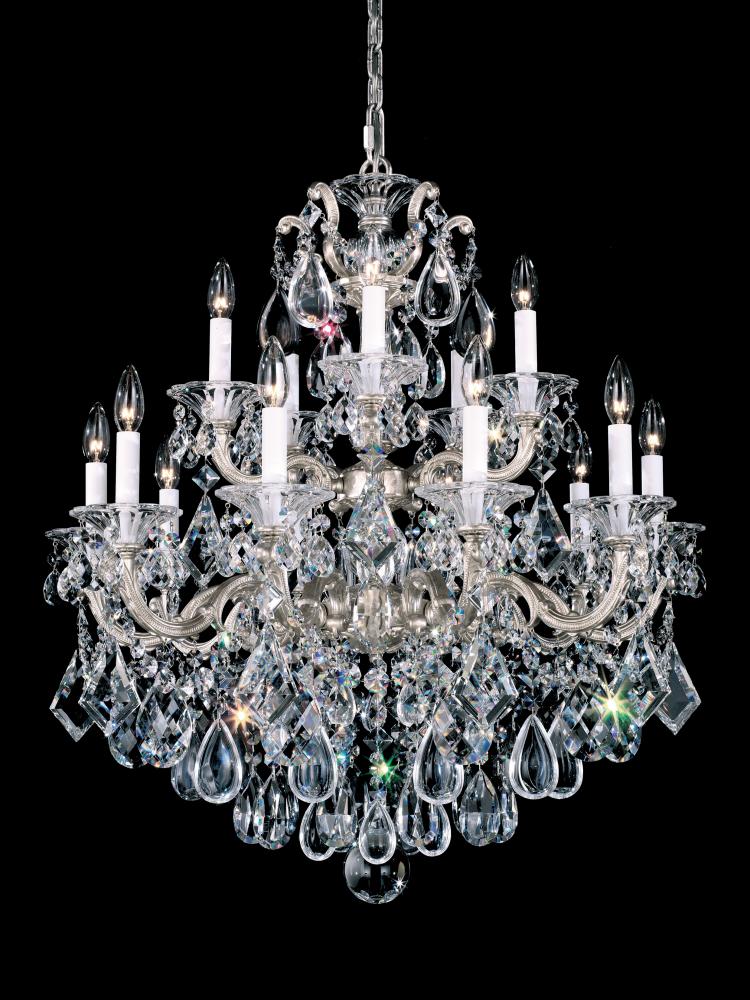 La Scala 15 Light 120V Chandelier in Parchment Gold with Clear Heritage Handcut Crystal