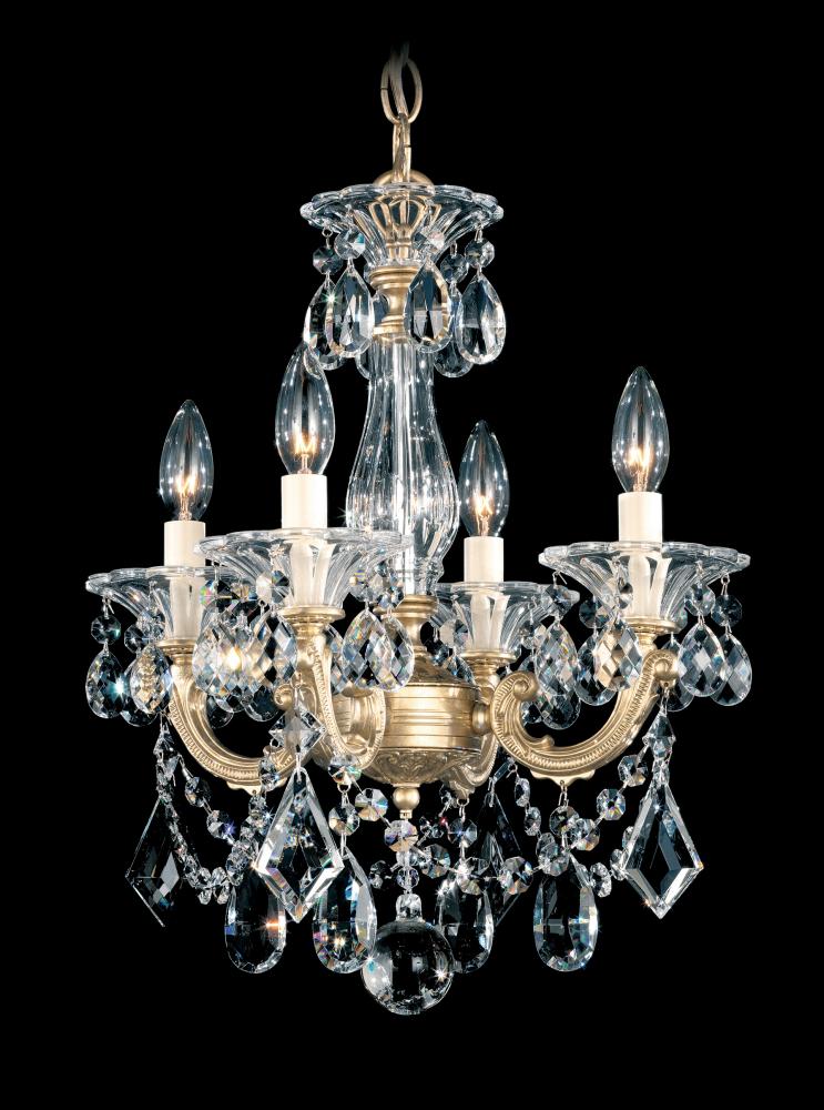 La Scala 4 Light 120V Chandelier in Florentine Bronze with Clear Radiance Crystal