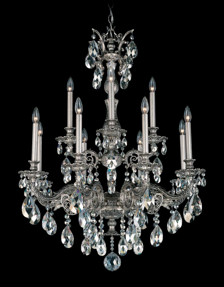 Milano 12 Light 120V Chandelier in French Gold with Clear Radiance Crystal
