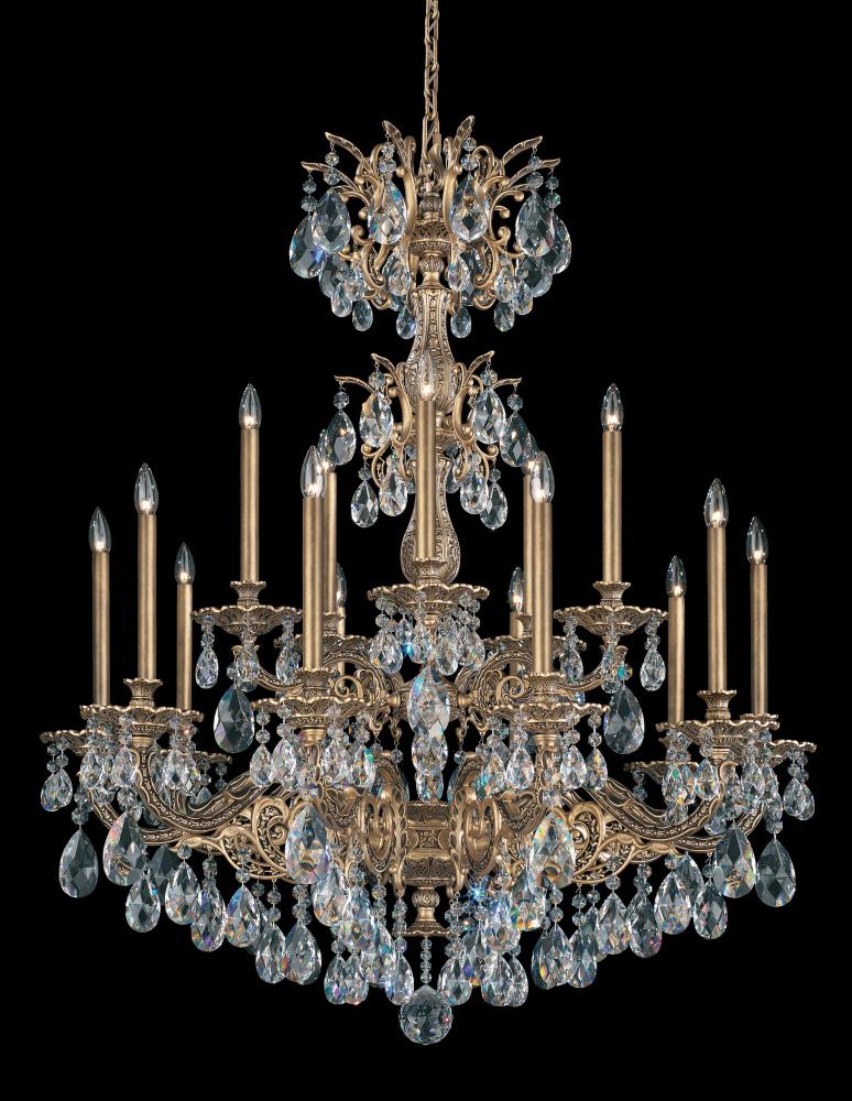 Milano 15 Light 120V Chandelier in Parchment Gold with Clear Radiance Crystal