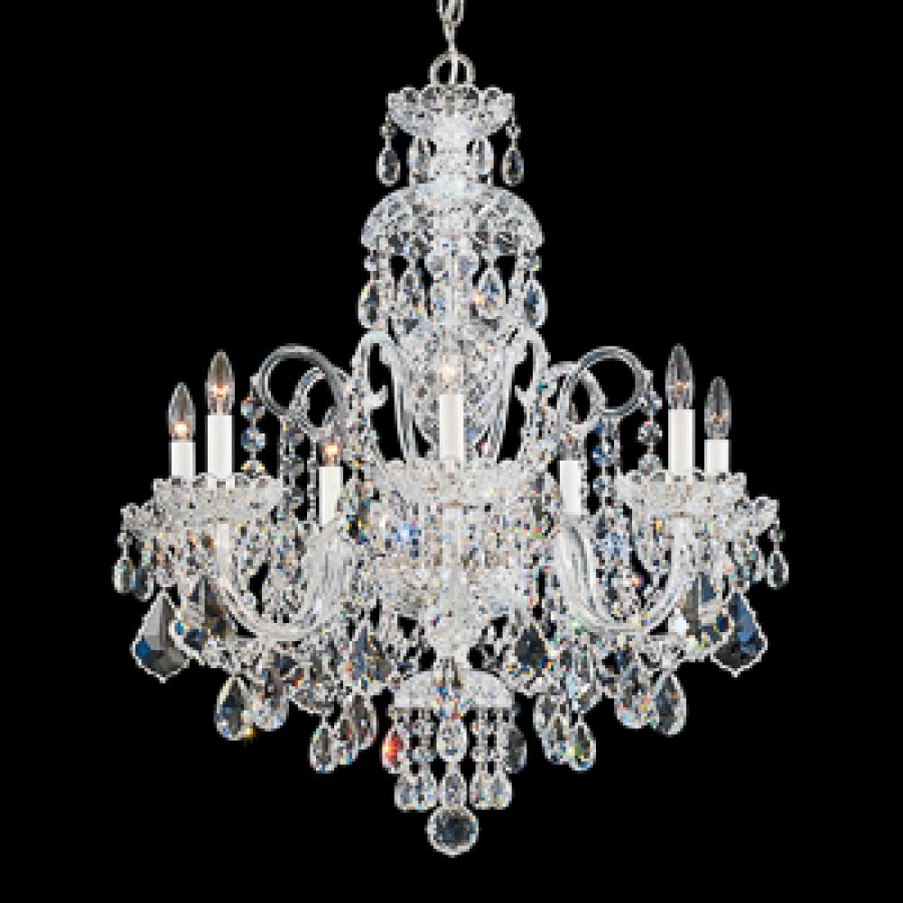 Olde World 7 Light 110V Chandelier in Silver with Clear Crystals From Swarovski®