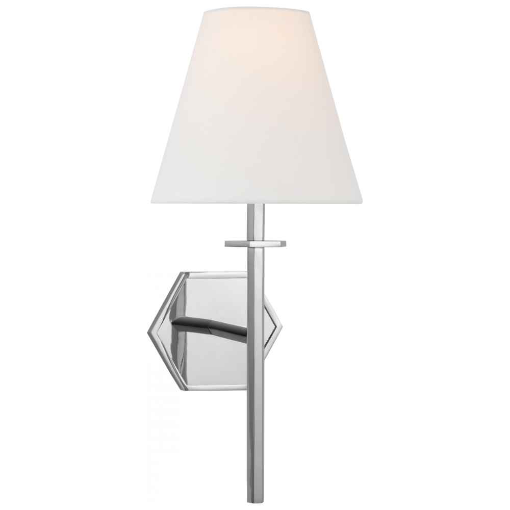Olivier Medium Sconce in Polished Nickel with Linen Shade