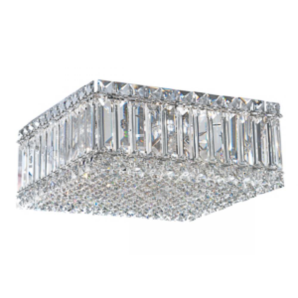 Quantum 4 Light 110V Close to Ceiling in Stainless Steel with Clear Heritage Crystals