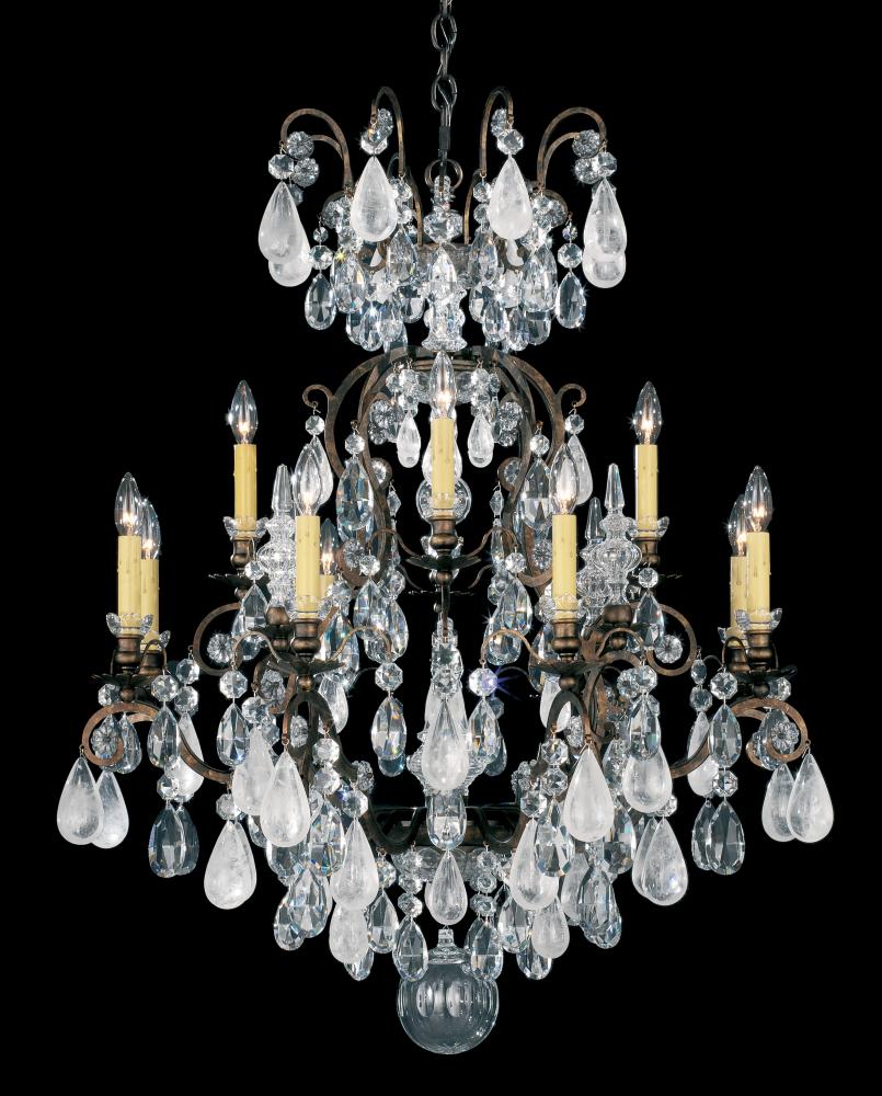 Renaissance Rock Crystal 13 Light 120V Chandelier in Antique Silver with Amethyst &