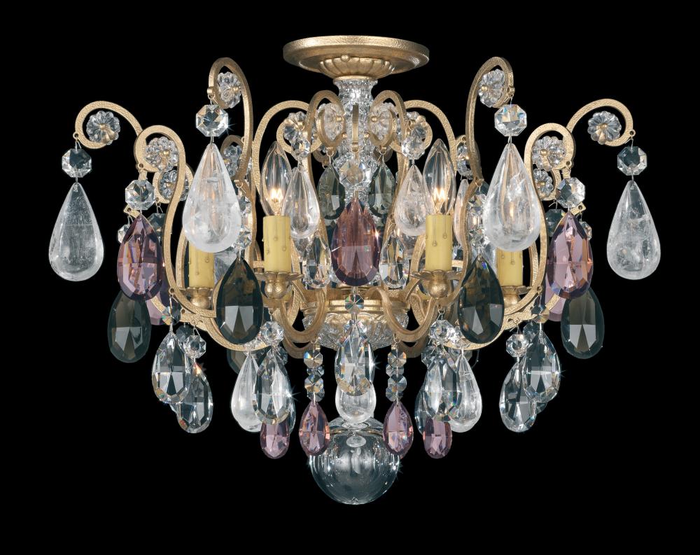 Renaissance Rock Crystal 6 Light 120V Semi-Flush Mount in Heirloom Bronze with Amethyst &