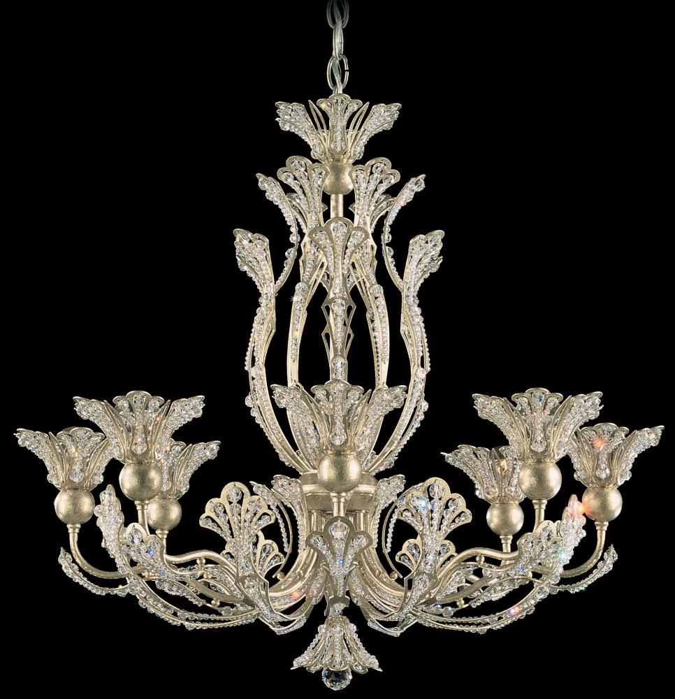 Rivendell 8 Light 120V Chandelier in Antique Silver with Clear Crystals from Swarovski