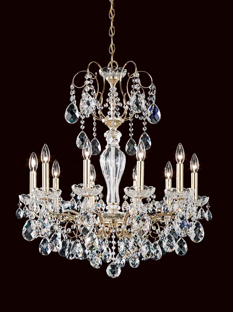 Sonatina 10 Light 120V Chandelier in Black Pearl with Clear Heritage Handcut Crystal