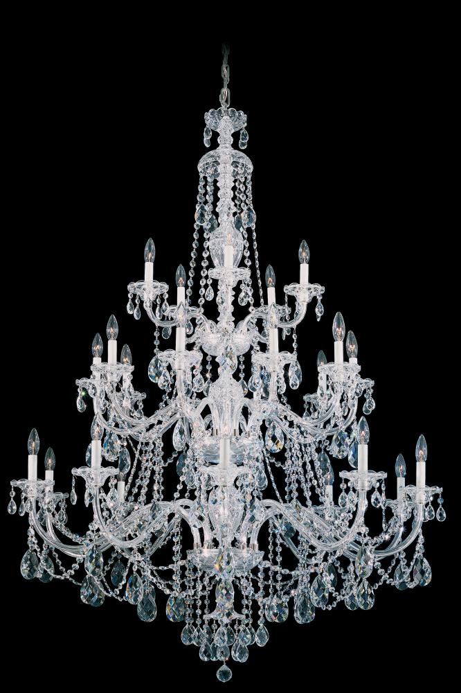 Sterling 25 Light 120V Chandelier in Polished Silver with Clear Crystals From Swarovski