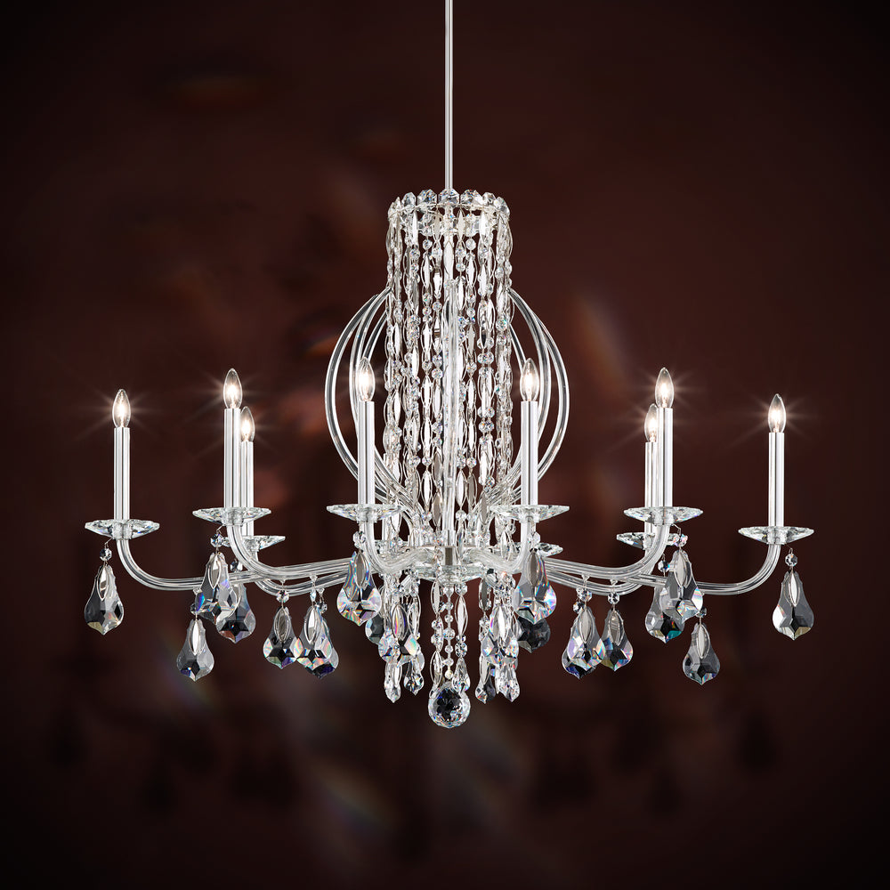 Siena 10 Light 120V Chandelier in Antique Silver with Clear Radiance Crystal