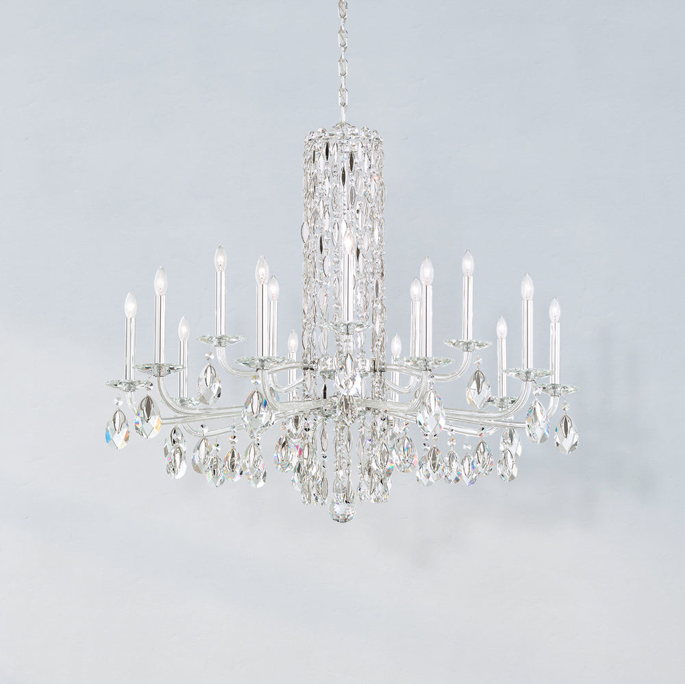Siena 15 Light 120V Chandelier (No Spikes) in White with Clear Heritage Handcut Crystal