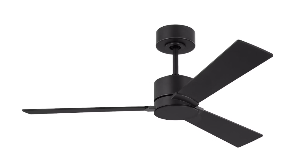Rozzen 44" Indoor/Outdoor Midnight Black Ceiling Fan with Handheld Remote Control