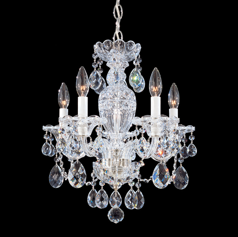 Sterling 5 Light 120V Chandelier in Polished Silver with Clear Crystals From Swarovski