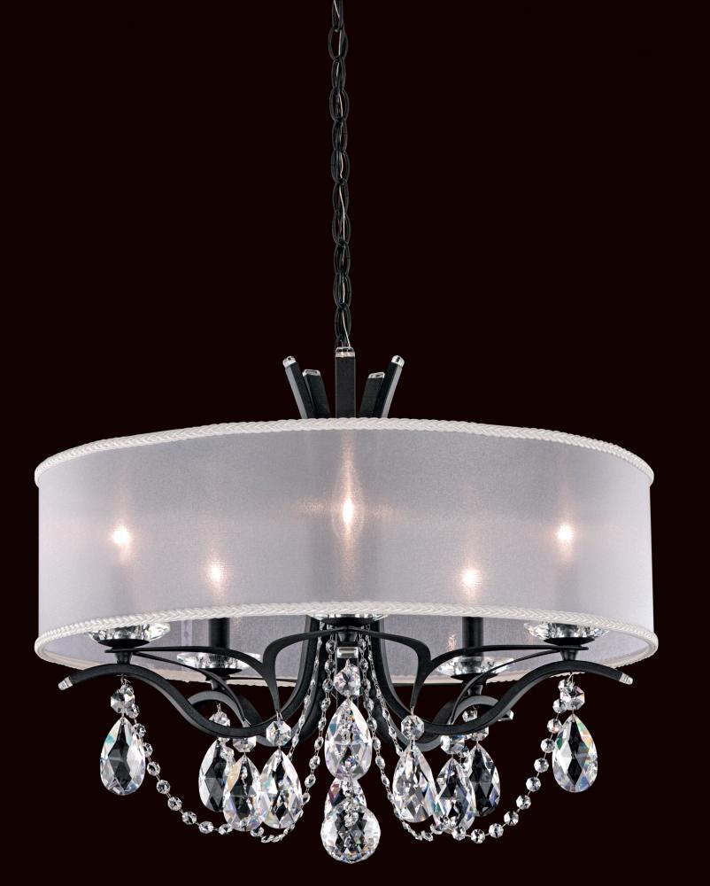 Vesca 5 Light 120V Chandelier in Heirloom Bronze with Clear Heritage Handcut Crystal and White Shade