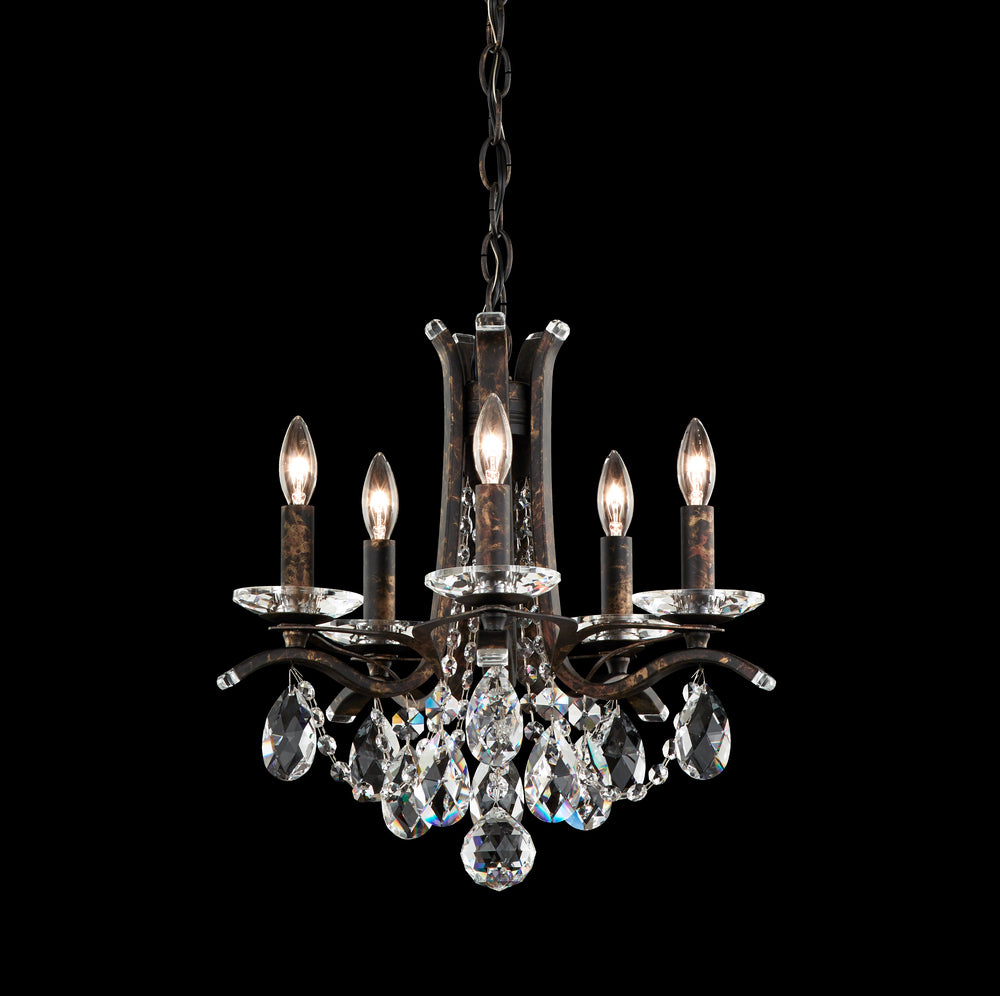 Vesca 5 Light 120V Chandelier in Black with Clear Heritage Handcut Crystal