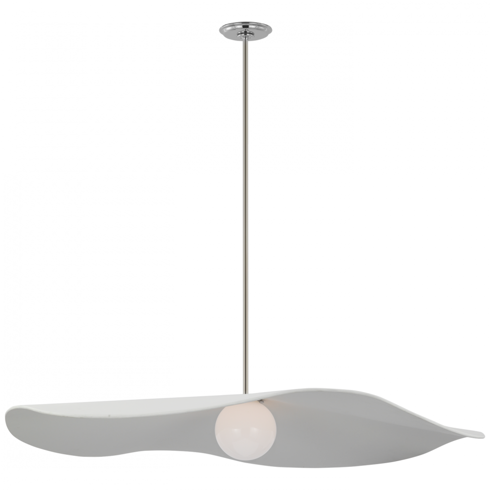 Mahalo 40" Pendant in Polished Nickel and White Glass with Matte White Shade