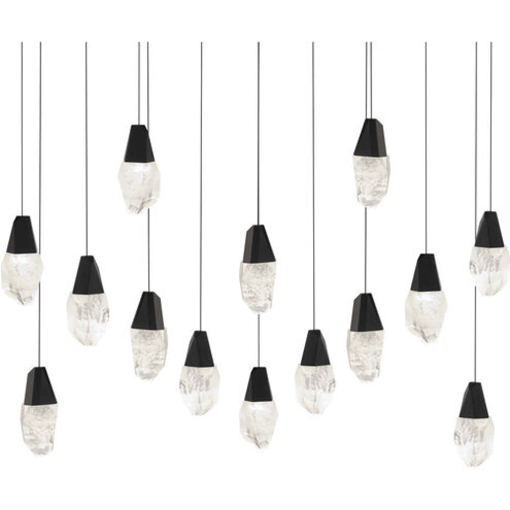 Martini 14 Light 120-277V Multi-Light Pendant (Linear Canopy) in Black with Clear Optic Crystal