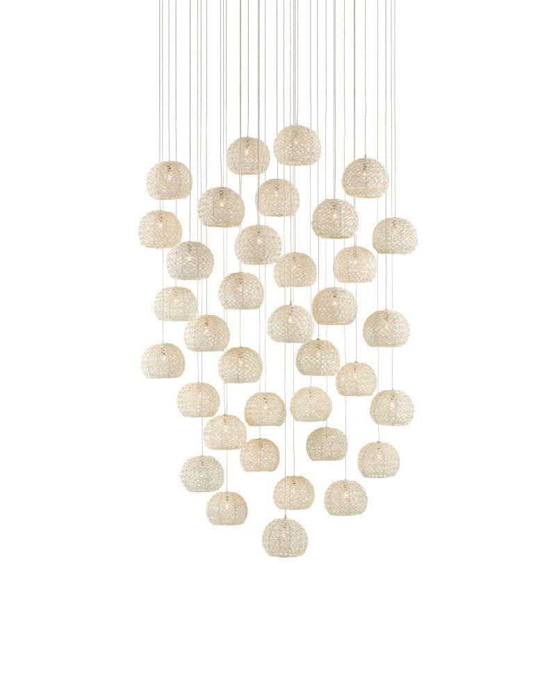 Piero White 36-Light Round Multi-Drop Pendant